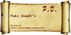 Paki Domán névjegykártya